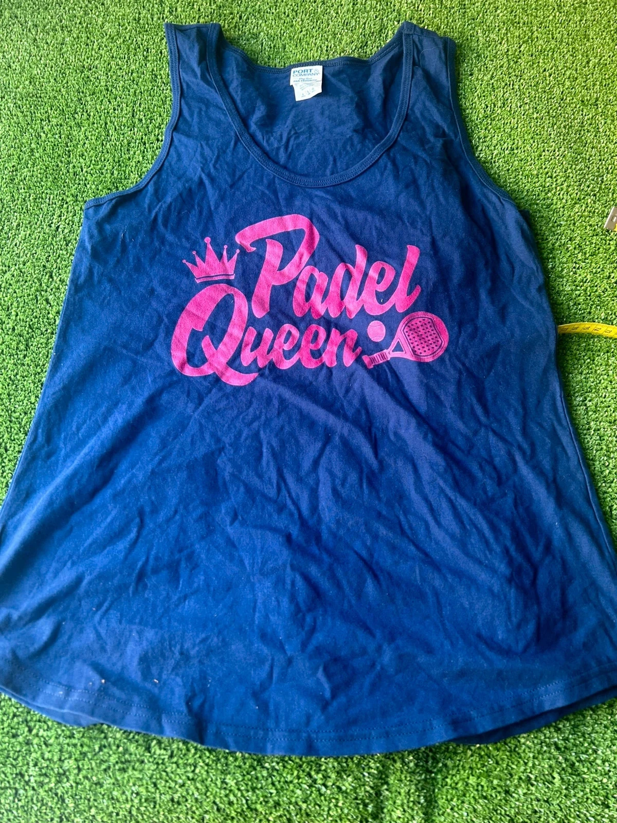 Navy blue tank top with pink patterns Port & Company – photo 2